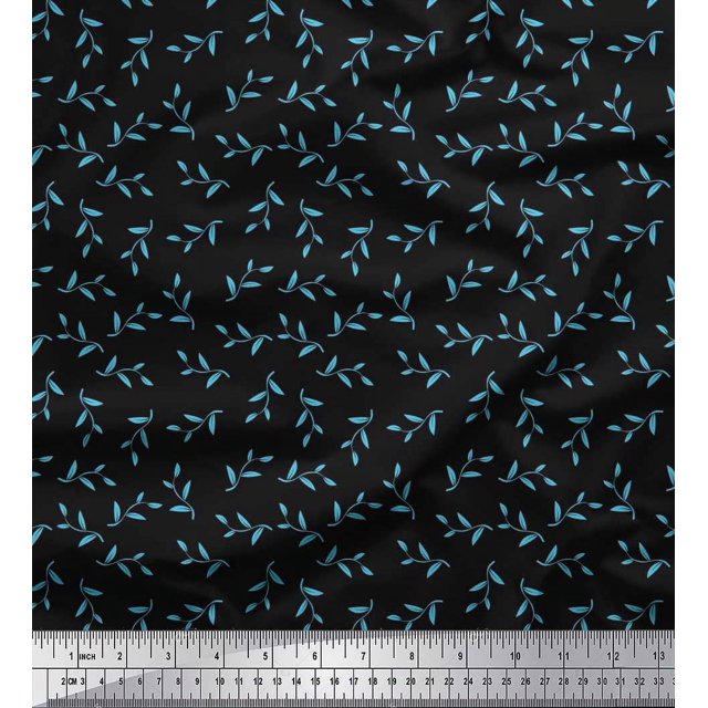 Soimoi polyester Crepe Fabric Artistic Leaves Print Fabric by Yard 42 Inch Wide