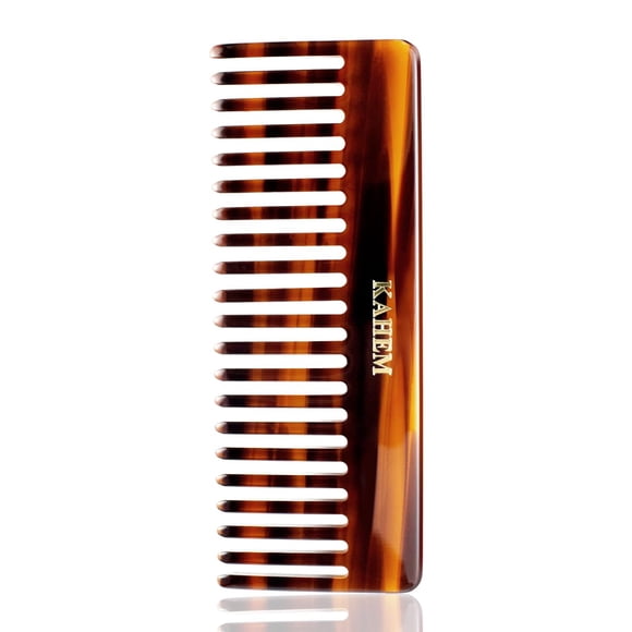 KAHEM Peine grande de dientes anchos para mujeres, hombres y niños, peine hecho a mano para cabello rizado. Peine desenredante para cabello largo y corto, para húmedo y seco. Peines profesionales para