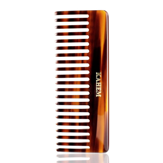 KAHEM Peine grande de dientes anchos para mujeres, hombres y niños, peine hecho a mano para cabello rizado. Peine desenredante para cabello largo y corto, para húmedo y seco. Peines profesionales para