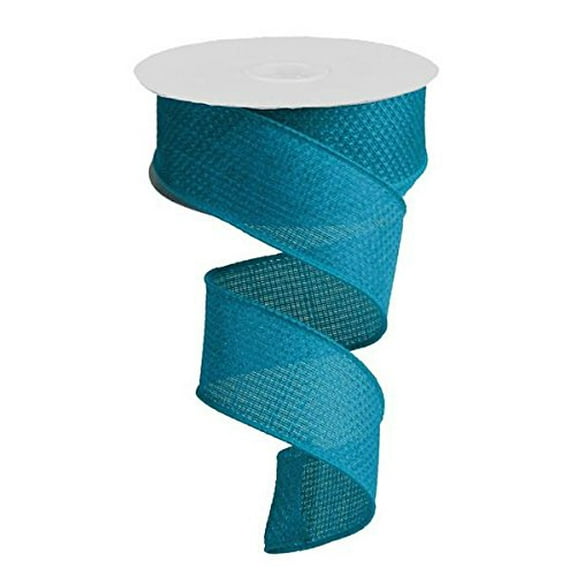 Solid Cross Burlap Wired Ribbon: Turquoise Blue - 1.5 Inches x 100 Feet (33.3 Yards)