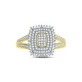 thumbnail image 2 of Solid 10k Yellow Gold Round Diamond Rectangle Cluster Split-shank Engagement Wedding Anniversary Ring Band 1/4 Ct. - Size 8, 2 of 5