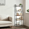 thumbnail image 4 of OUTONLIFE 5-Tier LED Ladder Bookshelf - Industrial Wooden Shelves, Retro Storage Rack for Home/Office，Rustic Brown, 4 of 9