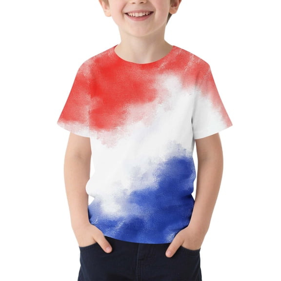 Cethrio 4th of July T-shirts for Boy, Summer Short Sleeve Casual Soft Graphic Tees Multicolor Size 8