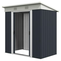 Garden Tool Storage Shed 6x4 ft - Metal Outdoor Shed with Lockable Doors & Vents - Galvanized Steel Backyard Storage for Lawn Equipment - Black