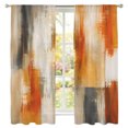 thumbnail image 2 of Orange Beige Gray Sheer Curtains 72 Inches Long, Bohemia Modern Simple Neutral Pattern Light Filtering Window Curtains for Living Room, Rod Pocket Voile Sheer Curtain Drapes, 52"W x 72"L, 2 Panels, 2 of 9