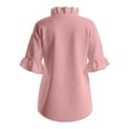 thumbnail image 5 of WCJM Women's Short Sleeve T-shirt Women Loose Fit Ruffled Short Sleeve Pullover Blouse Crewneck Cotton Linen Casual Top(Pink,S), 5 of 7