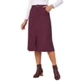 thumbnail image 4 of Womens Corduroy Midi Skirt High Waist A-Line Split Front Casual Fall Winter Long Skirts with Pockets S Burgundy, 4 of 6