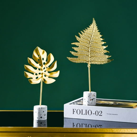 GOOHOCHY 1Pack Dining Room Table Centerpiece Decor with Golden Leaf Ornaments 7.5x3.4in