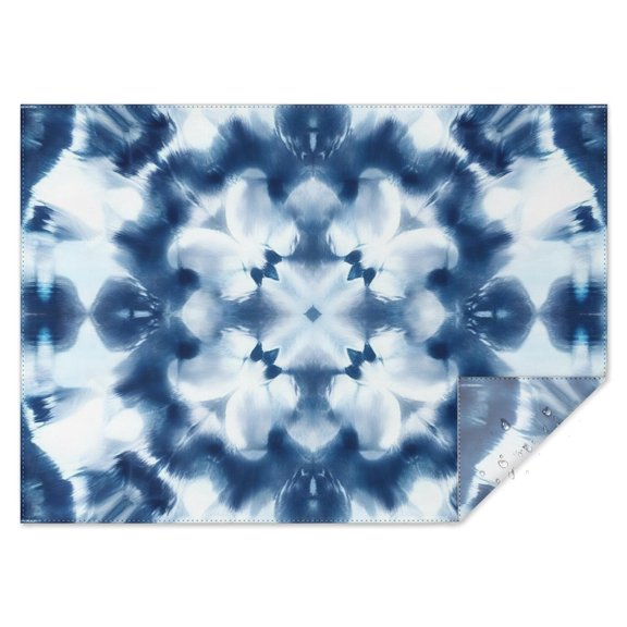 Blue White Tie Dye Mandala Pattern Rectangle Tablecloth 60"x84",Waterproof Polyester Rectangle Table Cloth, Wipeable Spillproof Polyester Tablecloth for Dining, Camping, Indoor and Outdoor