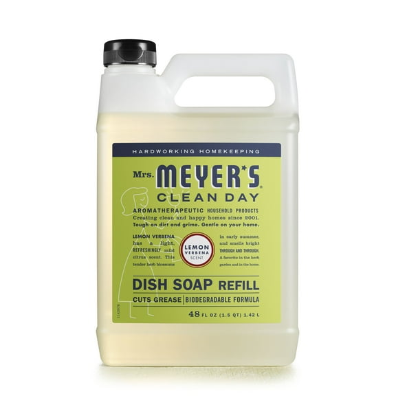 Mrs. Meyer's Clean Day Liquid Dish Soap Refill, Lemon Verbena Scent, 48 fl oz