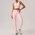 thumbnail image 1 of PISONIC Womens Workout Set Two Piece Racerback Color Block Tank Tops Matching High Waist Leggings Gym Work Out Outfits, 1 of 9