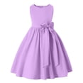 thumbnail image 5 of Wdgfv Girls Summer Dresses Casual Comfortable Flutter Sleeve Striped Round Neck Belted Toddler Kids Dress Age 3-7 Navy 5-6 Years, 5 of 9