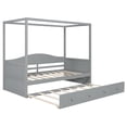 thumbnail image 6 of Twin Size Canopy Day Bed with Twin size Trundle, Solid Wood Platform Bed Frame for Bedroom, Apartment, Mattress not included,No Box Spring Needed,Easy Assembly,Grey, 6 of 10