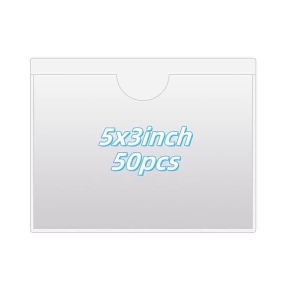 Clear Adhesive Index Card Pockets, Label Holders for Storage Bins and Library Cards, 3" x 5", 50 Pcs