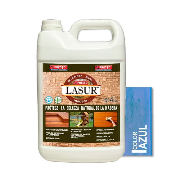 Presto Lasur Protector para madera, Azul 4L