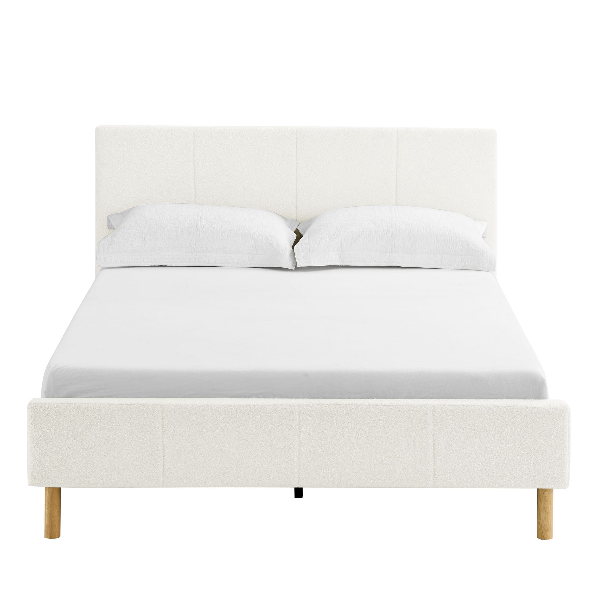 KING Size Platform Bed Frame with Adjustable Upholstered Headboard and Wood Slats Support