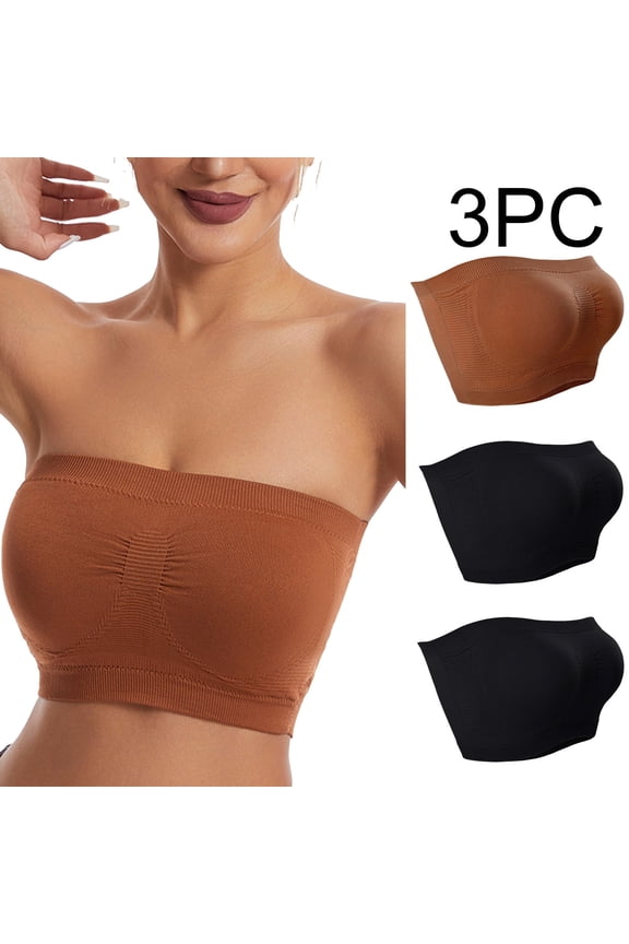 Bras for Women,Strapless Bra,Womens Bras,Soft,Stretch Fabric,Solid,Nylon,Spandex,Brown,S(US:4)