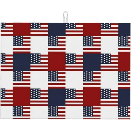 

Blue Red Plaid Us Flag Dish Drying Mat For Kitchen Counter Large 18 X 24 Inch Absorbent Microfiber Dish Drying Pad Dish Drainer Rack Mats Protector For Coffee Bar