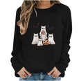 thumbnail image 2 of DIOAZUD Womens Halloween Sweatshirts Plus Size Ghost Print Pullovers Soft Holiday Round Neck Long Sleeve Sweater Tops Halloween Costumes Black S-XXL, 2 of 6