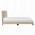 thumbnail image 6 of 1pc Queen Platform Bed with Light Brown Velvet Upholstery & Adjustable Height Headboard (Solid Wood), 6 of 8