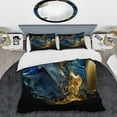 thumbnail image 2 of Designart "Blue & Gold Geode Marbling" Abstract Liquid Ink Bedding Covert Set - Modern Blue Abstract Bed Set With 2 Shams, 2 of 6