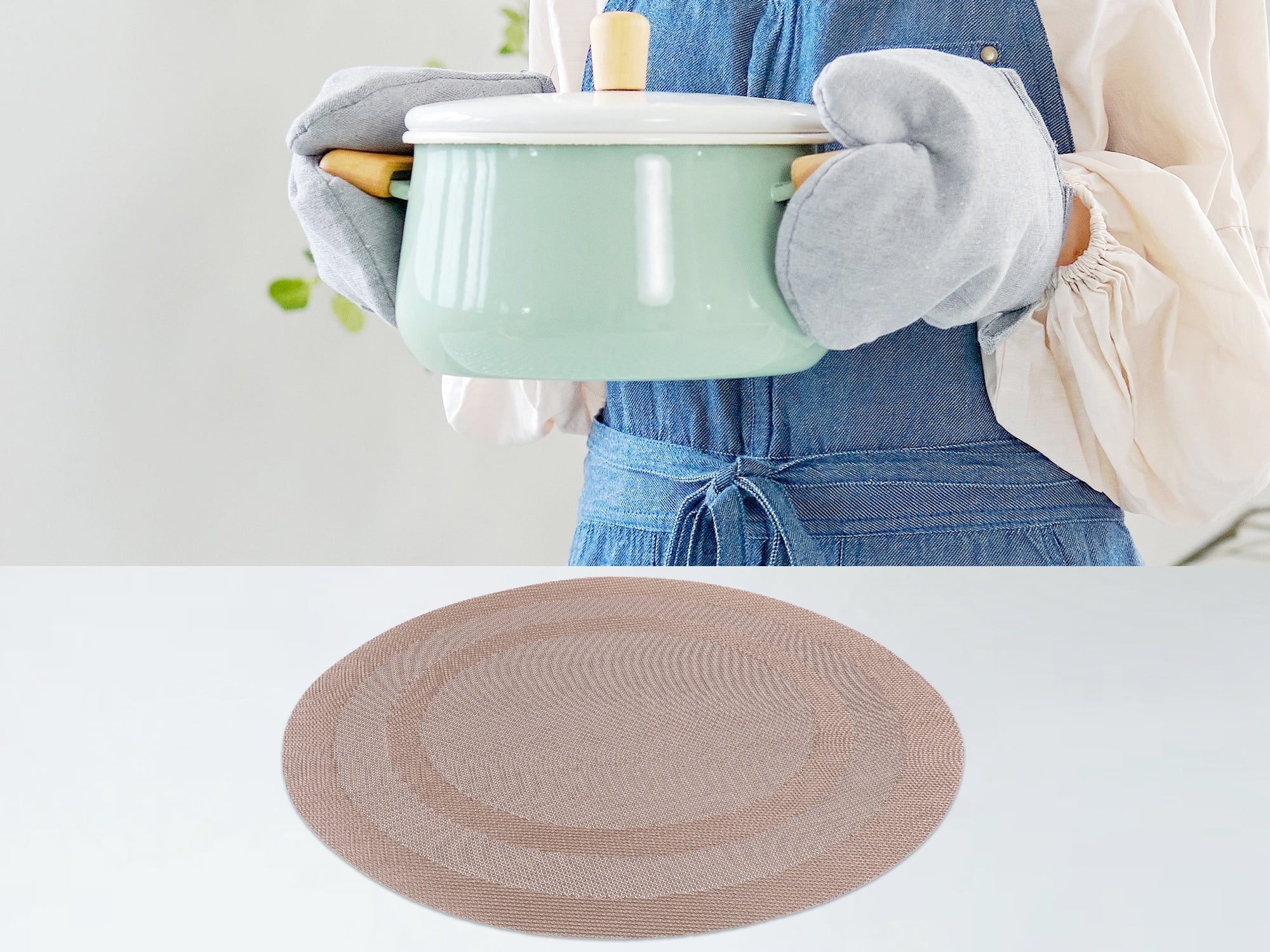 Unique Bargains Set of 6 Round Placemats for Kitchen Dining Table Decor Pink