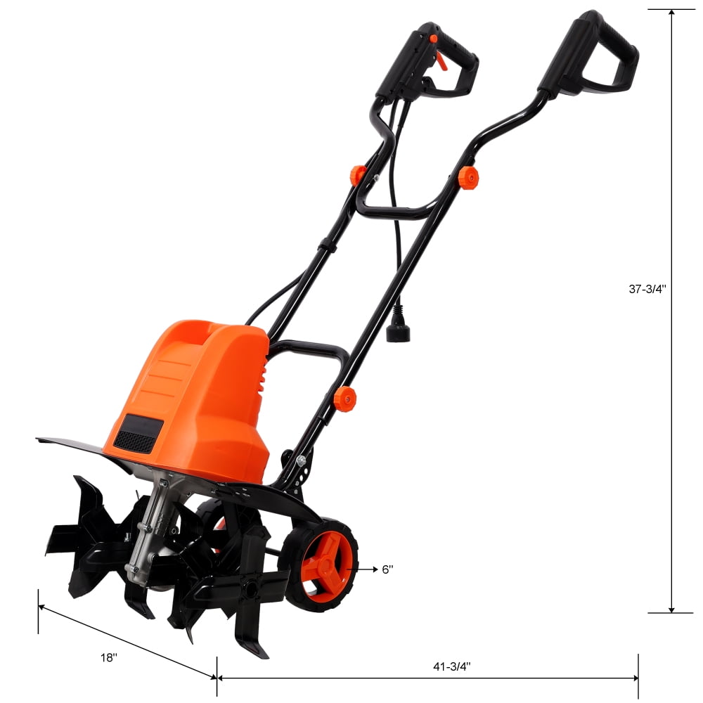 NOBOLEA 13.5AMP Electric Tiller,120V/60HZ,18-Inch Width 9-Inch Depth Corded Powerful Tiller,With 24 Steel Tines,Adjustable Wheels,for Garden Lawn Yard