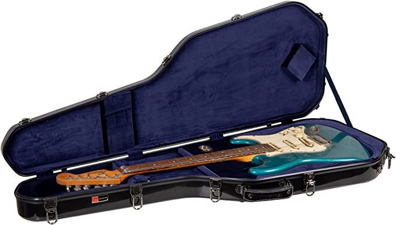 Crossrock Deluxe Fiberglass Case for Telecaster and Stratocaster Style Electric Guitars-Black