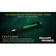 thumbnail image 2 of Pens with Touch Screen Stylus - 10 pack - Plastic Pens - Metallic Green, 2 of 5