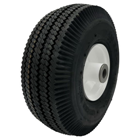 4.10x3.50-4 4Ply Sawtooth White Wheel Assembly (Compatible with Toro #105-3471)