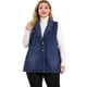 thumbnail image 2 of Women's Plus Size Denim Vests Sleeveless Relax Notched Lapel Vest Dark Blue 2X, 2 of 6
