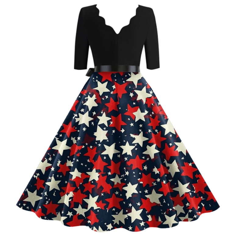 Empire Waist Dress For Women, 4Th Of July 50S Prom Dress Casual V Neck Short Sleeve Tunic Cocktail Dresses Formal Black Women Dress Pants Cocktail 2025 Hippie Clothes Dresses (S, Red) ZMTing - Empire Waist Dress For Women, 4Th Of July 50S Prom Dress Casual V Neck Short Sleeve Tunic Cocktail Dresses Formal Black Women Dress Pants Cocktail 2025 Hippie Clothes Dresses (S, Red) ZMTing -