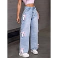 thumbnail image 6 of Baggy Jeans for 2026 Woman Tie Jeans High Waist Wide Leg Loose Pants Casual Streetwear Light Blue L, 6 of 9