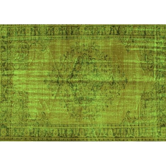 Ahgly Company Indoor Rectangle Abstract Green Contemporary Area Rugs, 5' x 7'