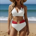 thumbnail image 2 of Womens Bikini Swimsuits Sevevn Womens Tummy Control Bathing Suits Halter High Waisted Bikini Sets Two Piece Bathing Suits White L, 2 of 6