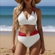 thumbnail image 1 of Traje de baño de dos piezas Tankini para mujer, de color liso, con tirantes y almohadilla para el pecho y tira para el cuello, sin soporte de acero. Traje de baño de dos piezas para mujer. Trajes de b, 1 of 6