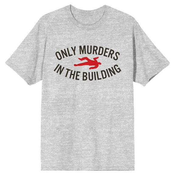Only Murders In The Building Word Logo Crew Neck Short Sleeve Athletic Heather Men's T-shirt-3XL