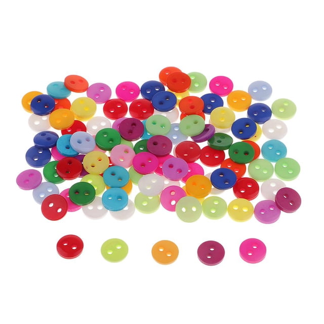 Rongfmy 100 Pcs Bonbon Couleur 2 Trou Rond Bouton de Résine pour la Couture Scrapbook Métier 9mm