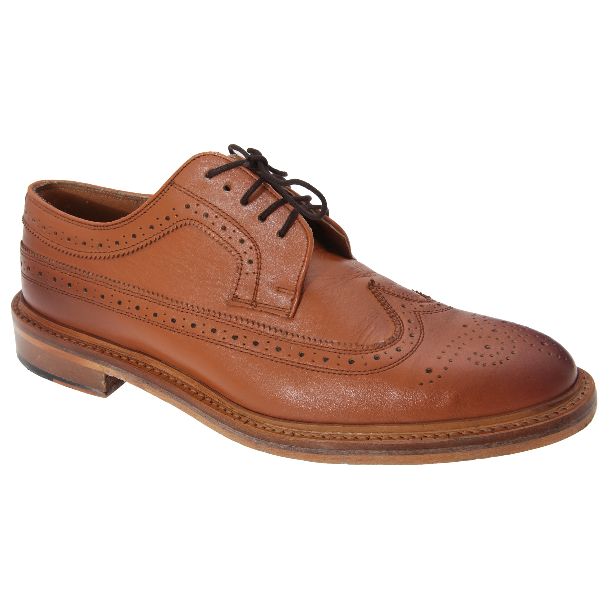 MENS REAL LEATHER TAN BROGUE COMMANDO SOLE GOOD YEAR WELTED LACE UP SHOES SIZE 