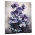 thumbnail image 2 of Designart "Dream of Purple and Grey Violets II" Violets Metal Art Print, 2 of 5
