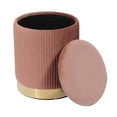 thumbnail image 4 of TOV Furniture Zoe Pouf de Rangement en Velours de Style Transitionnel, Rose, 14,2 Po H, 4 of 7