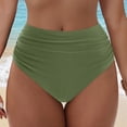 thumbnail image 2 of Kpoplk Womens High Waisted Bikini Bottoms Tummy Control Swim Bottom Ruched Full Coverage Retro Swimwear Size L,Green, 2 of 9