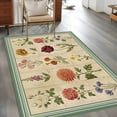 thumbnail image 3 of Colored Floral Washable Area Rugs 3'x5', Retro Colorful Flowers Linen Texture Low Pile Throw Living Room Rug Non-Slip Sturdy Edge Binding Carpet for Indoor Entryway Bedside Kitchen, 3 of 9