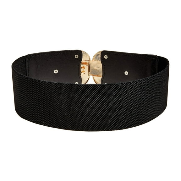 lanema Stretchy Waist Chain Oversize Golden Buckle for Women Casual Wear Decorative Belt Wide Belt Dress Accessories