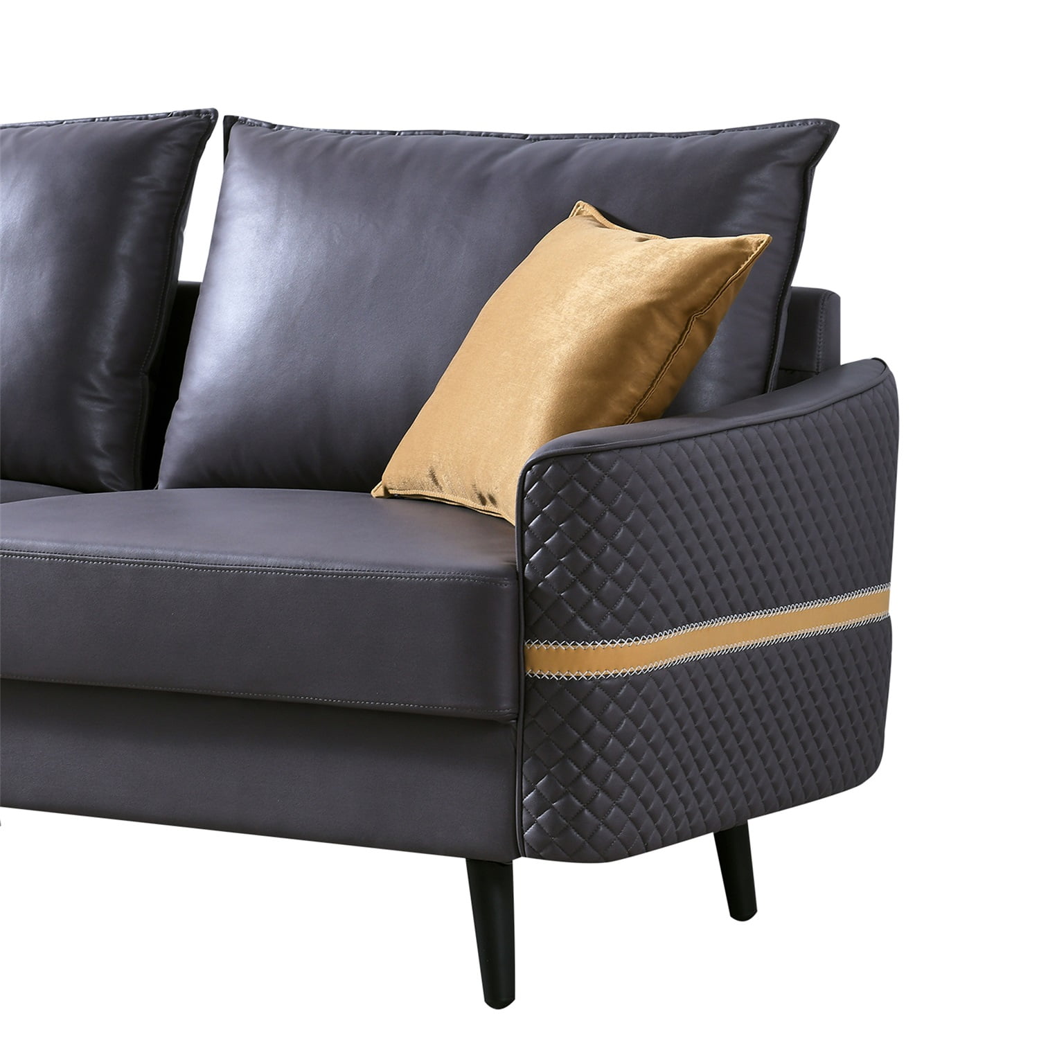Kadyn Mid-Century Tufted Love Seat with 2 Pillows, Modern Futon Sofa Bed for Living Room, 72 inch Sofa Couch, Dark Gray