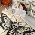 thumbnail image 3 of Feelyou Hippie Halloween Moth Full Size Bedding Sets, Boho Western Plant Full Size Bed in a Bag, Cream Black, Gray Reversible, 7 Pieces, 3 of 7