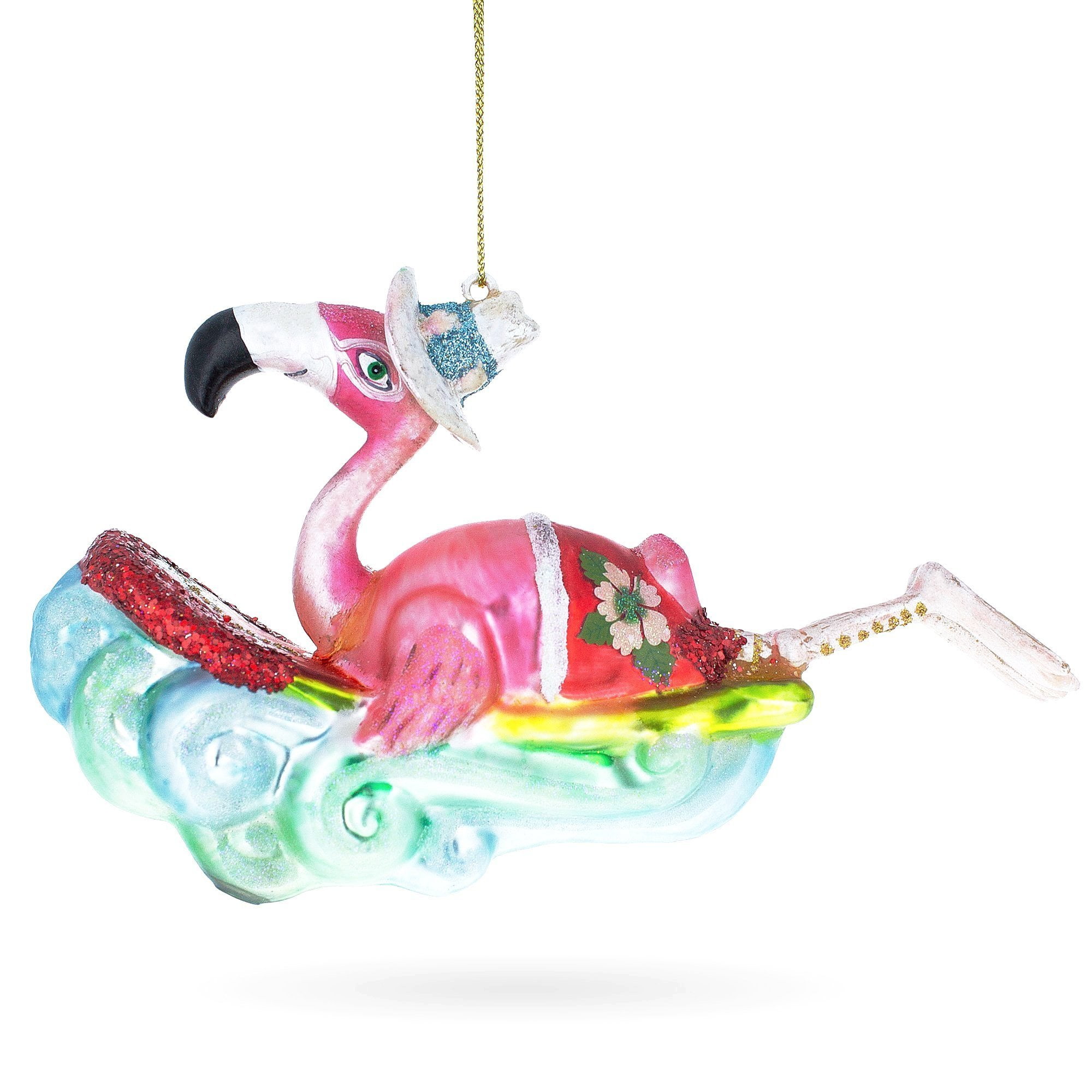 BestPysanky Pink Flamingo Surfing Glass Christmas Ornament Walmart