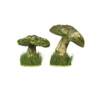 Set of 8 Meadow's Dream Moss Covered Table Top Mushroom Accents 8.5" - 9.5"