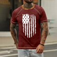 thumbnail image 2 of Men's Raglan T-shirt Retro Short Sleeve Round Neck Independence Day Printing Tops 4XL, 2 of 4