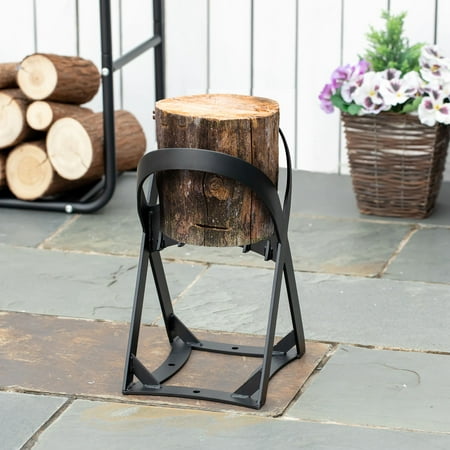 Outsunny Wood Splitter, Firewood & Kindling Cutter for 8.75" Diameter Wood with Carbon Steel Wedge Indoor/Outdoor for Bonfires or Camping Trips, Black